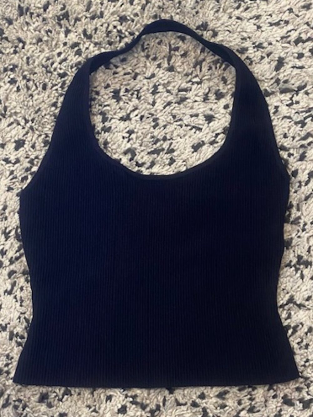 Babaton Ribbed Halter Neck Cropped Top Black Size L NWOT